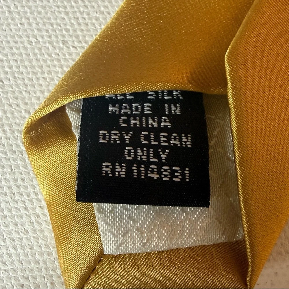 Gold Satin Tie Italian Silk Blend‎ Classic Formal Wedding Prom Statement Tie